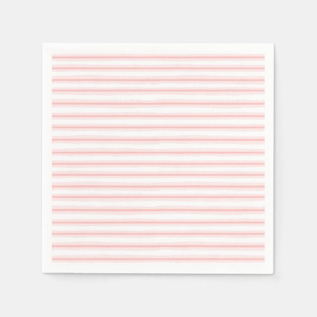 Elegant Pink and White Horizontal Stripes Pattern Napkin (Front)
