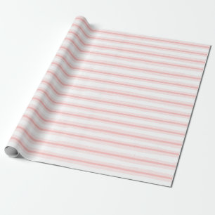 Elegant Pink and White Horizontal Stripes Pattern Wrapping Paper