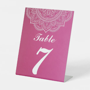 Elegant Pink and White Indian Hindu Wedding Pedestal Sign