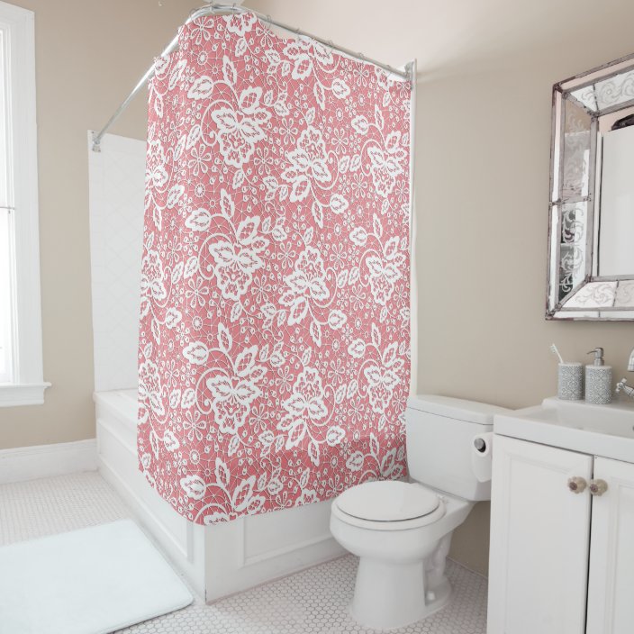 ELEGANT PINK AND WHITE LACE SHOWER CURTAIN Zazzle.co.uk