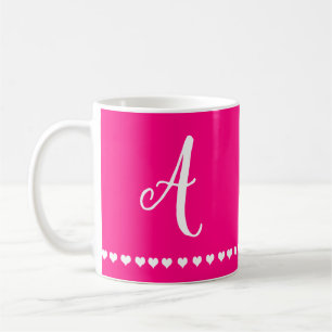 Elegant Pink and White Monogram Initial Coffee Mug