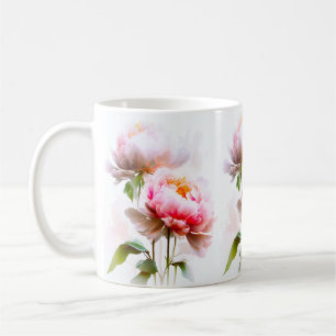 Elegant Pink And White Peonies flowers Coffee Mug
