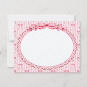 Elegant Pink and White Ribbon Stationery Thank You Card