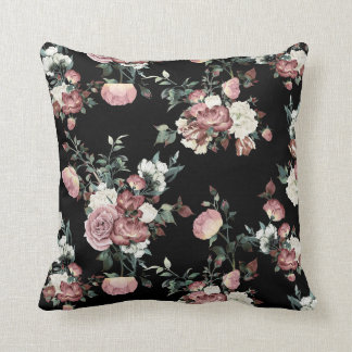 Elegant Pink and White Roses in Floral Design Cushion