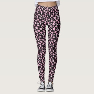 Elegant Pink and White Roses Leggings
