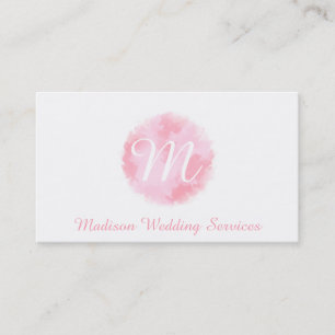 Elegant Pink and White Watercolour Monogram Business Card