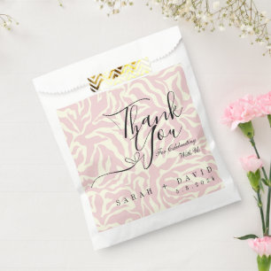 Elegant Pink and White Zebra Pattern Wedding  Favour Bags