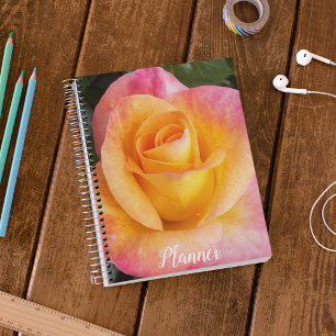 Elegant Pink and Yellow Rose Floral Planner
