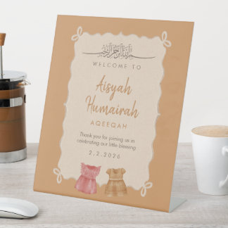 Elegant Pink Baby Clothes Aqeeqah Welcome Sign