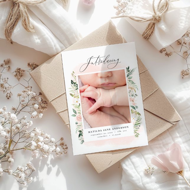 elegant pink baby girl photo announcement (Creator Uploaded)