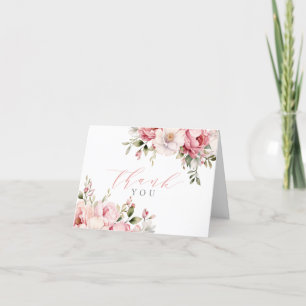 Elegant Pink Baby In Bloom Girl Baby Shower Folded Thank You Card