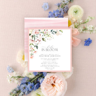 Elegant Pink Baby in Bloom Script Girl Baby Shower Invitation