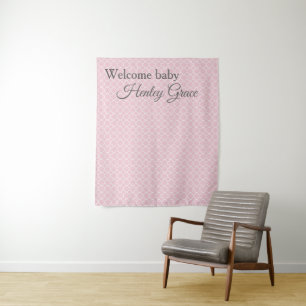 Elegant Pink Baby Shower photo backdrop Tapestry