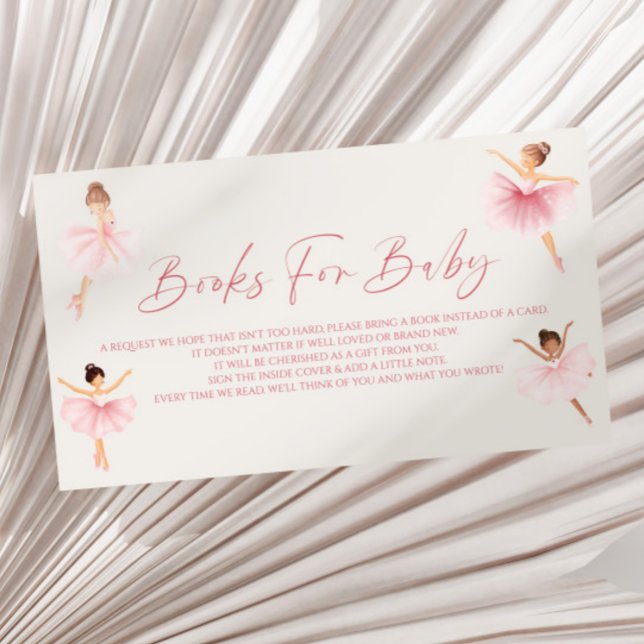 Elegant Pink Ballerina Baby Shower Books For Baby  Enclosure Card (Creator Uploaded)