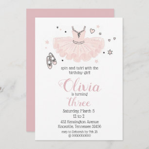Elegant Pink Ballerina Birthday Invitation