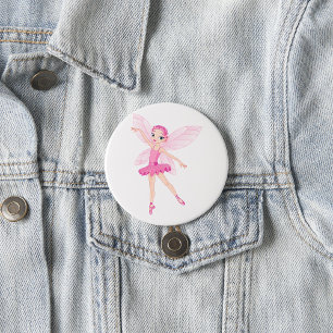 Elegant Pink Ballerina Fairy For Dance Lovers  7.5 Cm Round Badge