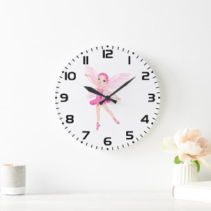 Elegant Pink Ballerina Fairy For Dance Lovers  Large Clock