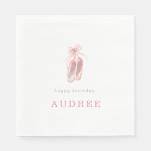 Elegant Pink Ballerina Shoes Birthday Party Napkin