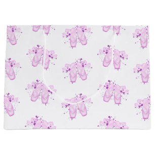 Elegant Pink Ballet Birthday Pointe Shoes Large Gift Bag