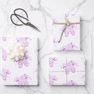 Elegant Pink Ballet Birthday Pointe Shoes Wrapping Paper Sheet