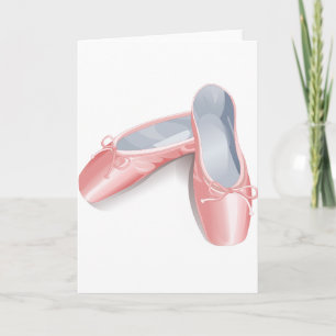 Elegant Pink Ballet Flats Cute Girly Dance Shoes  Card