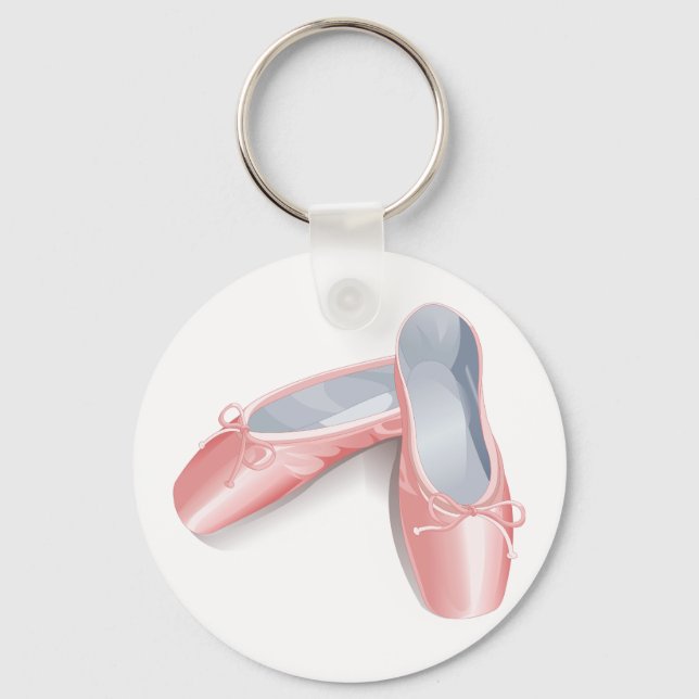 Elegant Pink Ballet Flats Cute Girly Dance Shoes  Key Ring (Front)