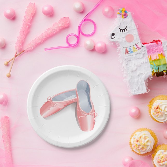 Elegant Pink Ballet Flats Cute Girly Dance Shoes  Paper Plate (Creator Uploaded)