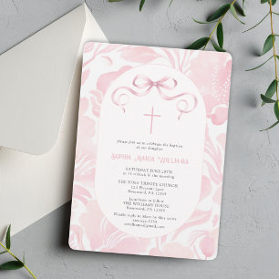 Elegant Pink Baptism Invitation