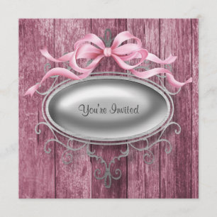 Elegant Pink Barn Wood Party Invitation Template