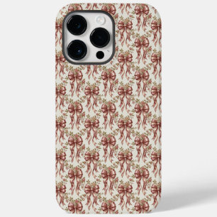 Elegant Pink Baroque Bows Coquette Rose Floral Case-Mate iPhone 14 Pro Max Case