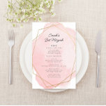 Elegant Pink Bat Mitzvah Party Paper Menu<br><div class="desc">This modern design features your custom text on a watercolor splash outlined in a gold geometric shaped frame. Use the template form to add your text. The advanced editing menus,  accessed by choosing to use the Design Tool,  will allow you to change the fonts and layout.</div>