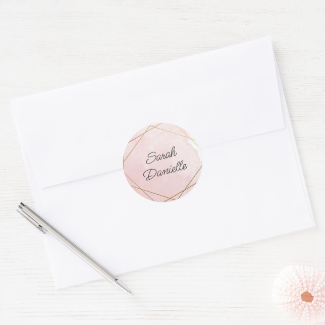 Elegant Pink Bat Mitzvah Personalised Sticker (Envelope)