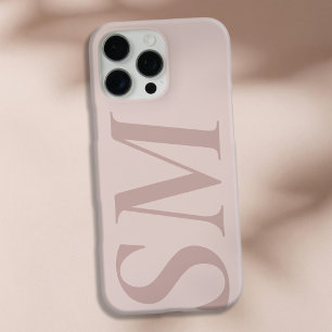 Elegant Pink Beige Bold Initial Monogram iPhone 16 Pro Max Case