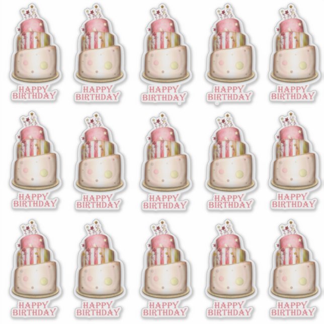 Elegant Pink Birthday Cake Contour (Front)