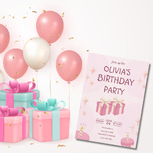 Elegant Pink Birthday Invitation for Girls