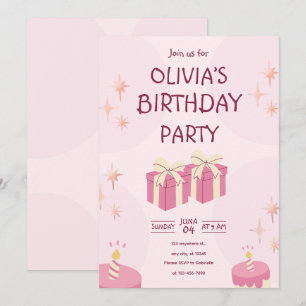 Elegant Pink Birthday Invitation for Girls