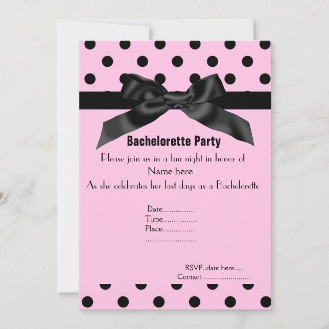 ELEGANT PINK BLACK BACHELORETTE INVITATION (Front)
