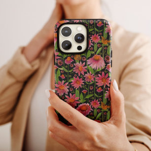 Elegant Pink Black Coneflowers Butterflies Case-Mate iPhone 14 Case