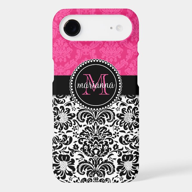 Elegant Pink Black Damask Personalised Case-Mate Samsung Galaxy Case (Back)