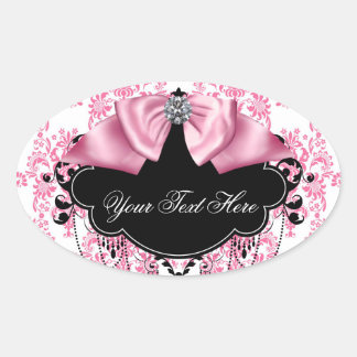 Elegant Pink Black Damask Stickers
