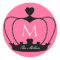 Elegant Pink & Black Monogram Crown Sticker