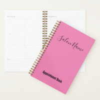 Elegant Pink Black Script Salon Appointment Book
