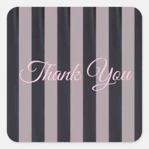 Elegant Pink & Black Striped French Bridal Shower Square Sticker