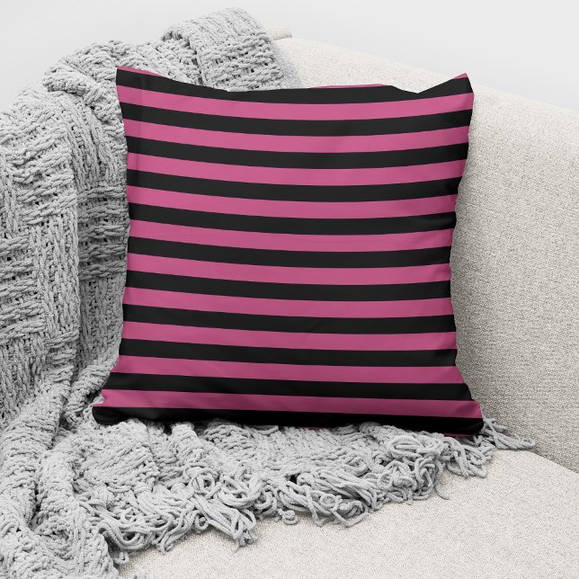 Elegant Pink Black Striped Pattern Cushion (Creator Uploaded)