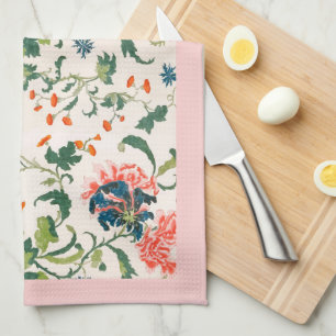 Elegant Pink Blooming Floral Tea Towel