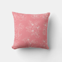 Elegant Pink Blossom Floral Throw Pillow Decor