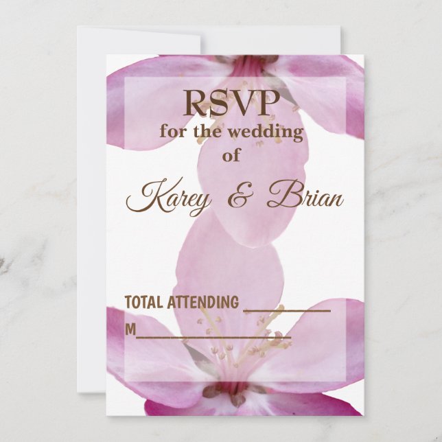 Elegant  Pink Blossom  RSVP Photo Card (Front)