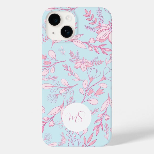 Elegant Pink Blue Floral Apple Samsung Phone Case (Back)