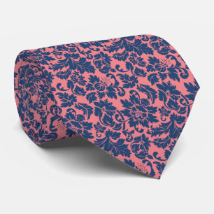 Elegant Pink & Blue Floral Damasks Tie