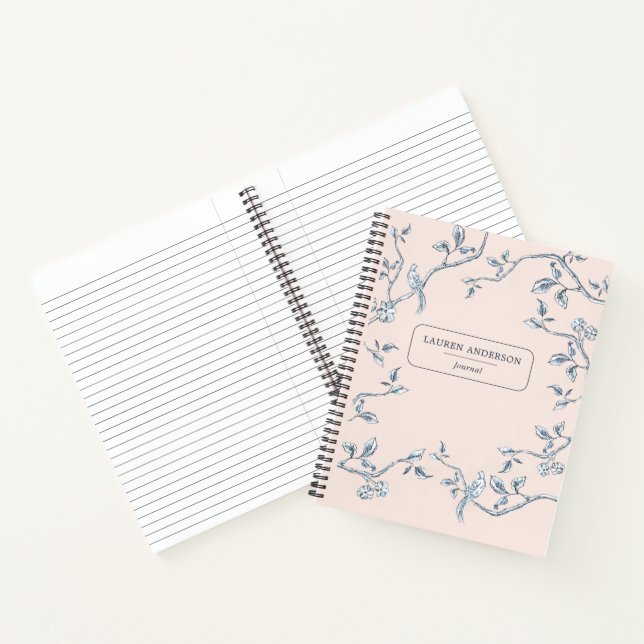 Elegant Pink & blue French toile Journal  (Inside)